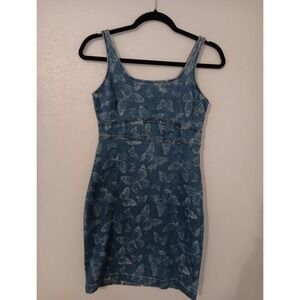 No Boundries Denim Dress Butterfly  Print Sleevless‎ XS (1)